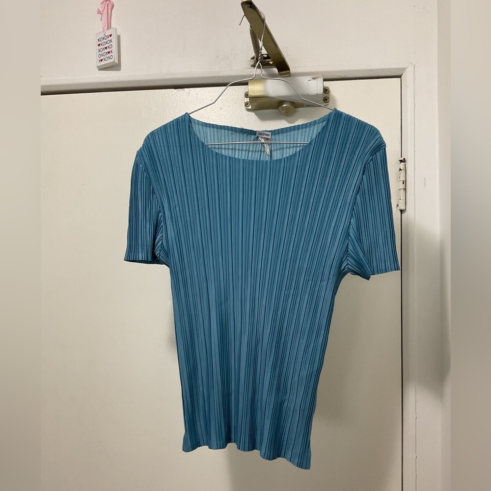 ✨3 for $30✨ Milano Blue Pleated Short Sleeve Top